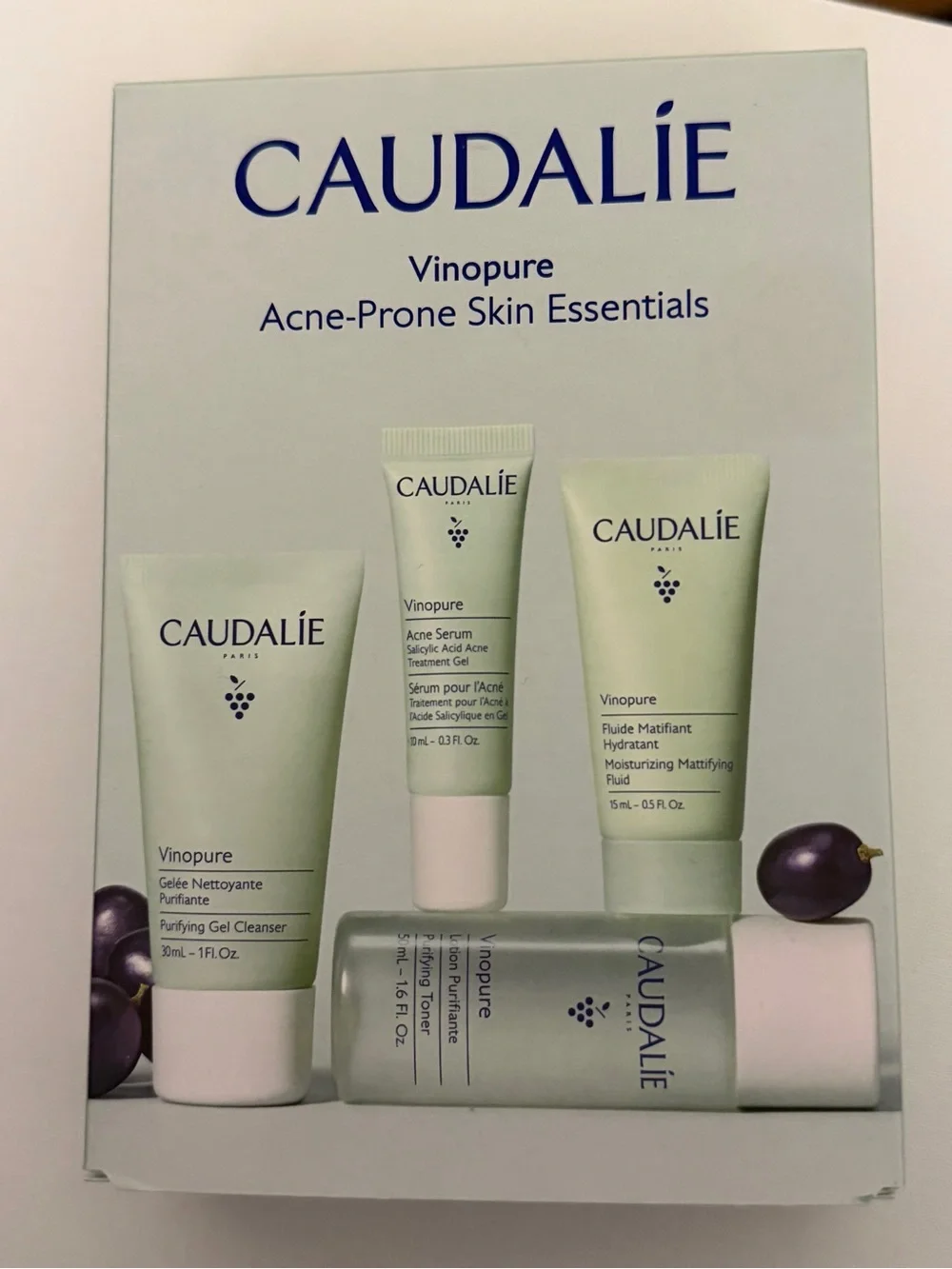Caudalie Vinopure Acne-Prone Skin Essentials 4 Pc Skincare Set NIB